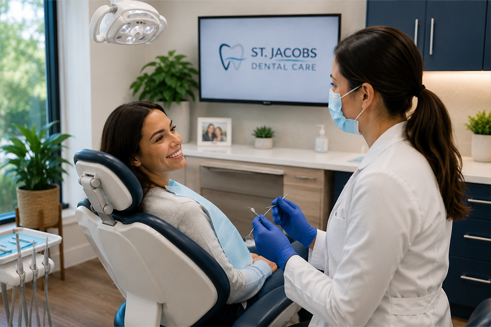 Patient visiting St. Jacobs Dental Care for a routine dental checkup
